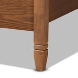 Malia Modern and Contemporary Walnut Brown Finished Wood and Synthetic Rattan Queen Size Canopy Bed