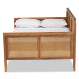 Toveli Vintage French Inspired Ash Walnut Finished Wood and Synthetic Rattan Full Size Daybed