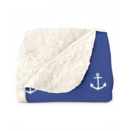 Blue Anchor Sherpa Fleece Blanket