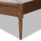 Elston Mid-Century Modern Walnut Brown Finished Wood and Synthetic Rattan King Size Platform Bed