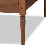 Ogden Mid-Century Modern Walnut Brown Finished Wood and Synthetic Rattan Twin Size Daybed
