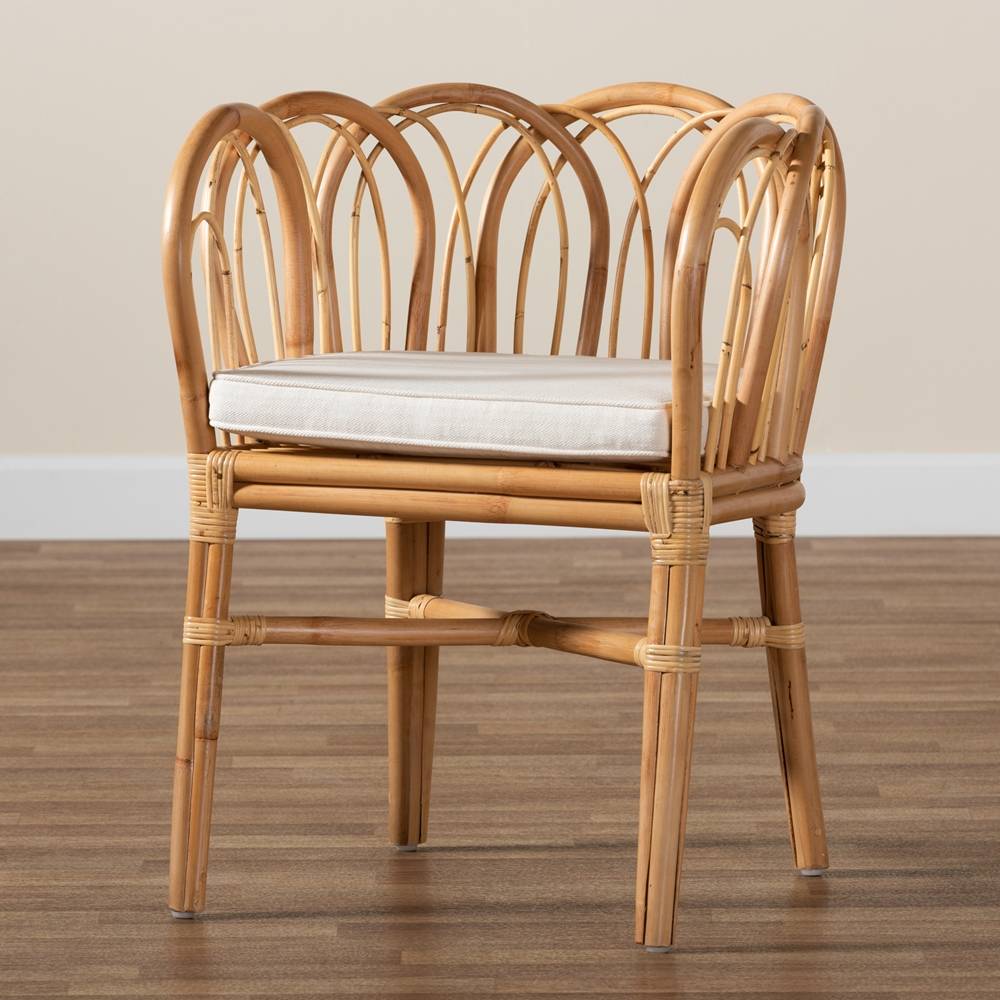 Melody Modern and Contemporary Natural Finished Rattan Dining Chair
