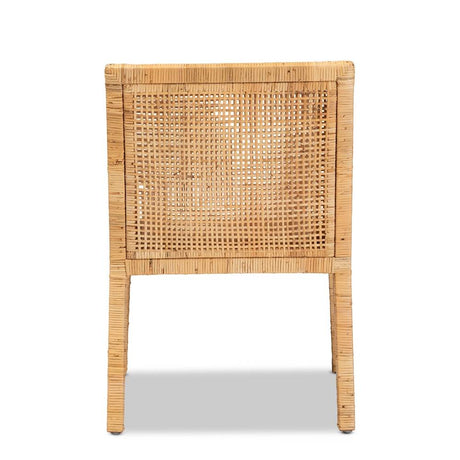 Karis Modern and Contemporary Natural Finished Wood and Rattan Dining Chair
