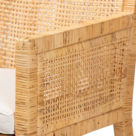 Karis Modern and Contemporary Natural Finished Wood and Rattan Dining Chair