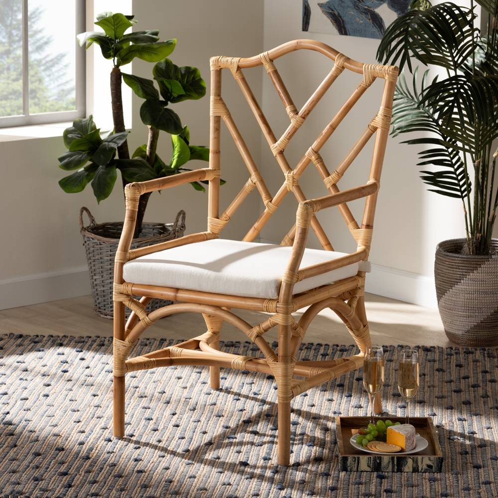 Delta Modern and Contemporary Natural Finished Rattan Dining Chair