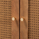 Ramiel Mid-Century Modern Ash Walnut Finished Wood and Rattan 1-Drawer Sideboard