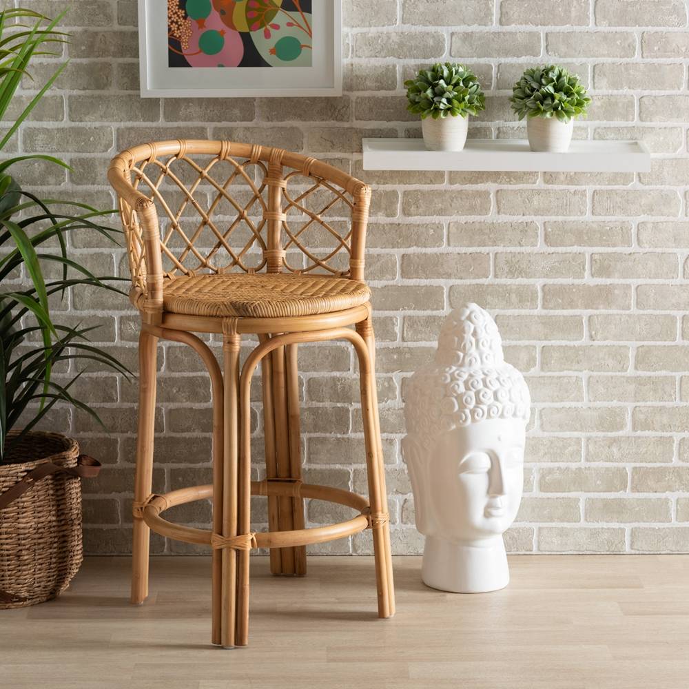 Orchard Modern Wicker Fair Natural Brown Rattan Counter Stool