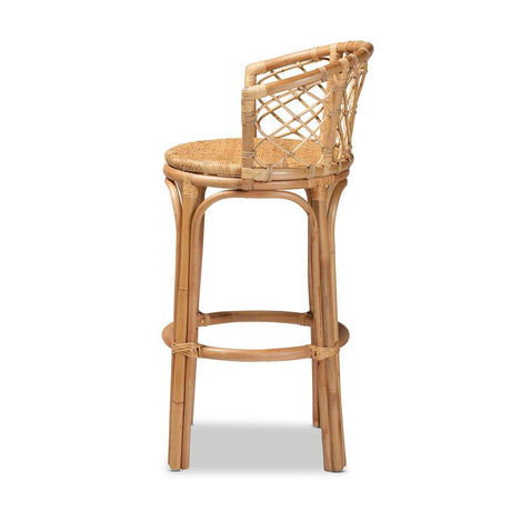 Orchard Modern Wicker Fair Natural Brown Rattan Bar Stool
