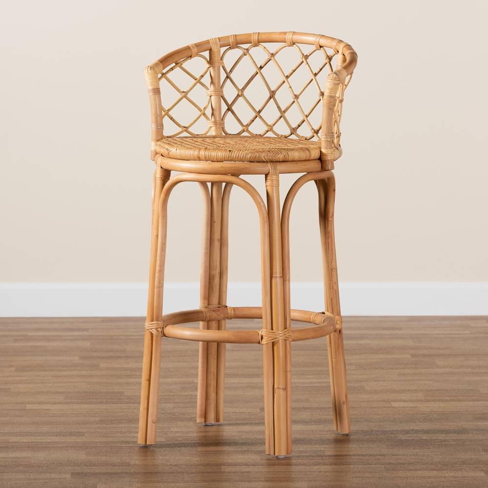Orchard Modern Wicker Fair Natural Brown Rattan Bar Stool