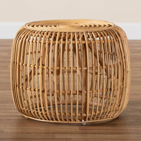 Maverick Modern Wicker Fair Natural Brown Rattan End table