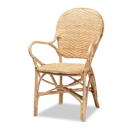 Genna Modern Wicker Fair Natural Brown Finished Rattan Dining Chair