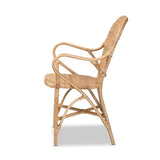 Genna Modern Wicker Fair Natural Brown Finished Rattan Dining Chair