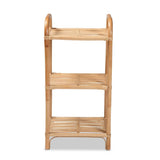 Barras Modern Wicker Fair Natural Brown Finished Rattan 3-Tier Display Shelf