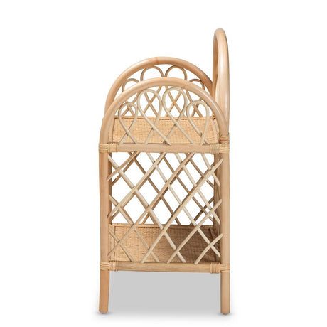 Hammond Modern Wicker Fair Natural Brown Rattan 2-Tier Display Shelf