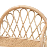 Hammond Modern Wicker Fair Natural Brown Rattan 2-Tier Display Shelf