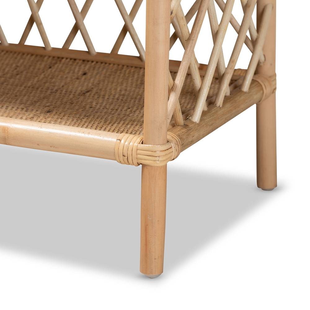 Hammond Modern Wicker Fair Natural Brown Rattan 2-Tier Display Shelf