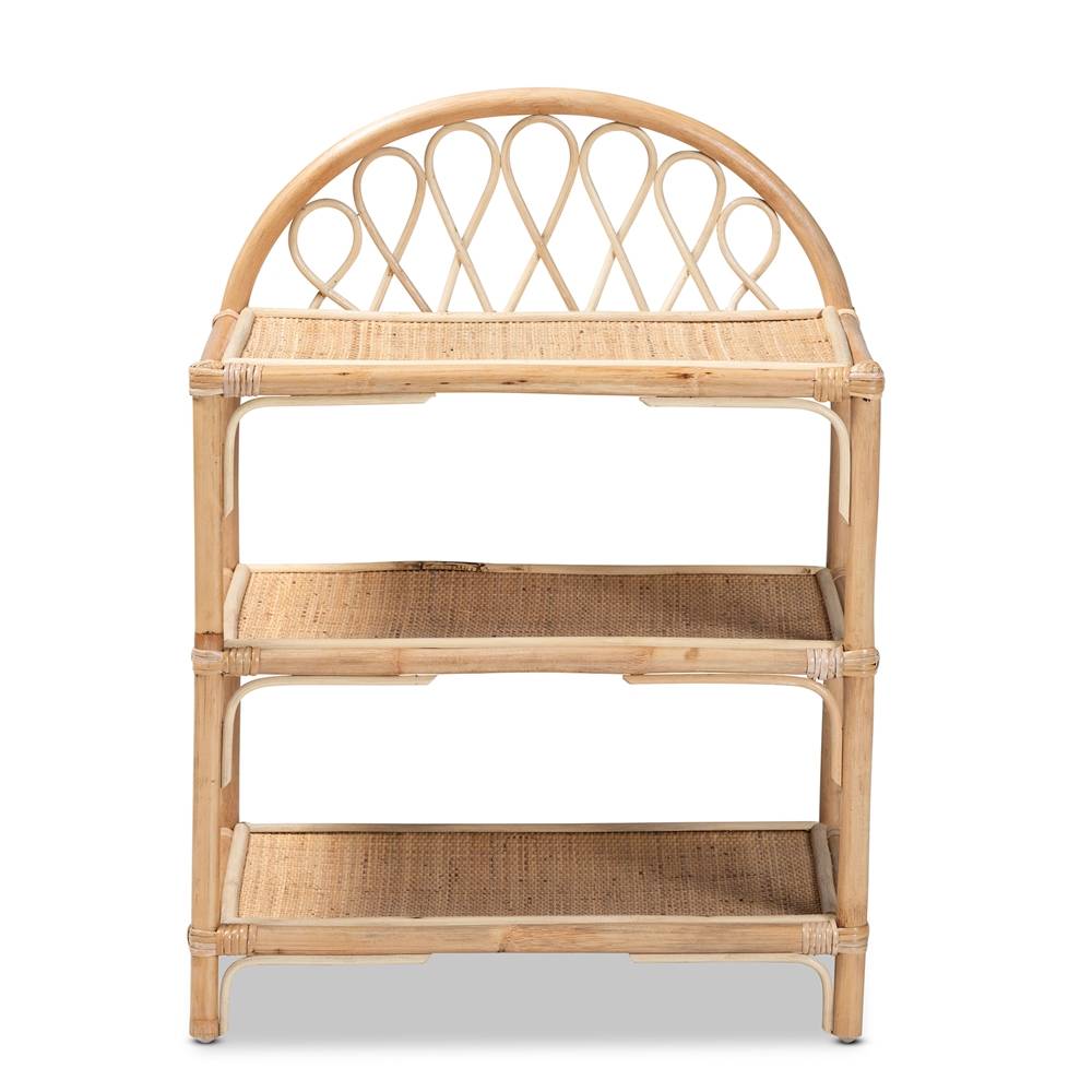 Redell Modern Wicker Fair Natural Brown Rattan 3-Tier Display Shelf