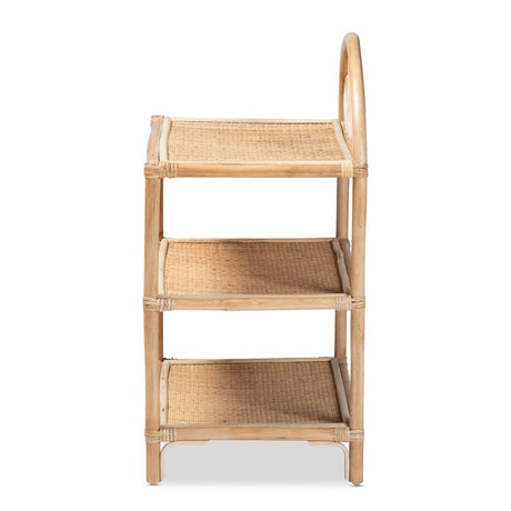 Redell Modern Wicker Fair Natural Brown Rattan 3-Tier Display Shelf