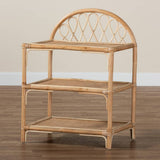 Redell Modern Wicker Fair Natural Brown Rattan 3-Tier Display Shelf