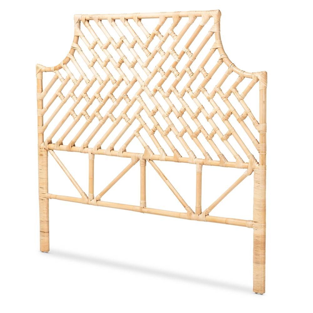 Jayliah Modern Wicker Fair Natural Brown Rattan Queen Size Standalone Headboard