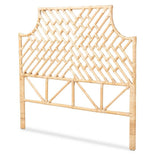 Jayliah Modern Wicker Fair Natural Brown Rattan Queen Size Standalone Headboard