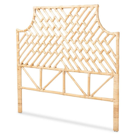 Jayliah Modern Wicker Fair Natural Brown Rattan Queen Size Standalone Headboard