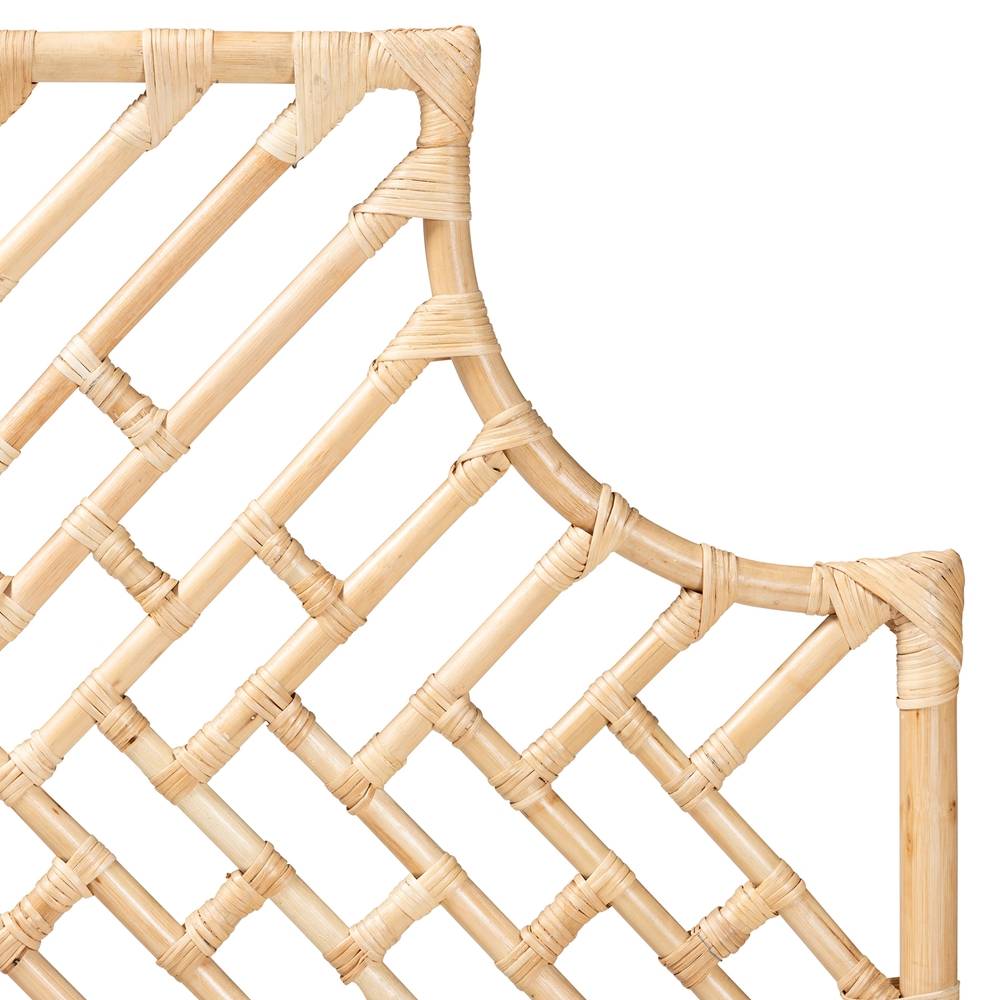 Jayliah Modern Wicker Fair Natural Brown Rattan Queen Size Standalone Headboard