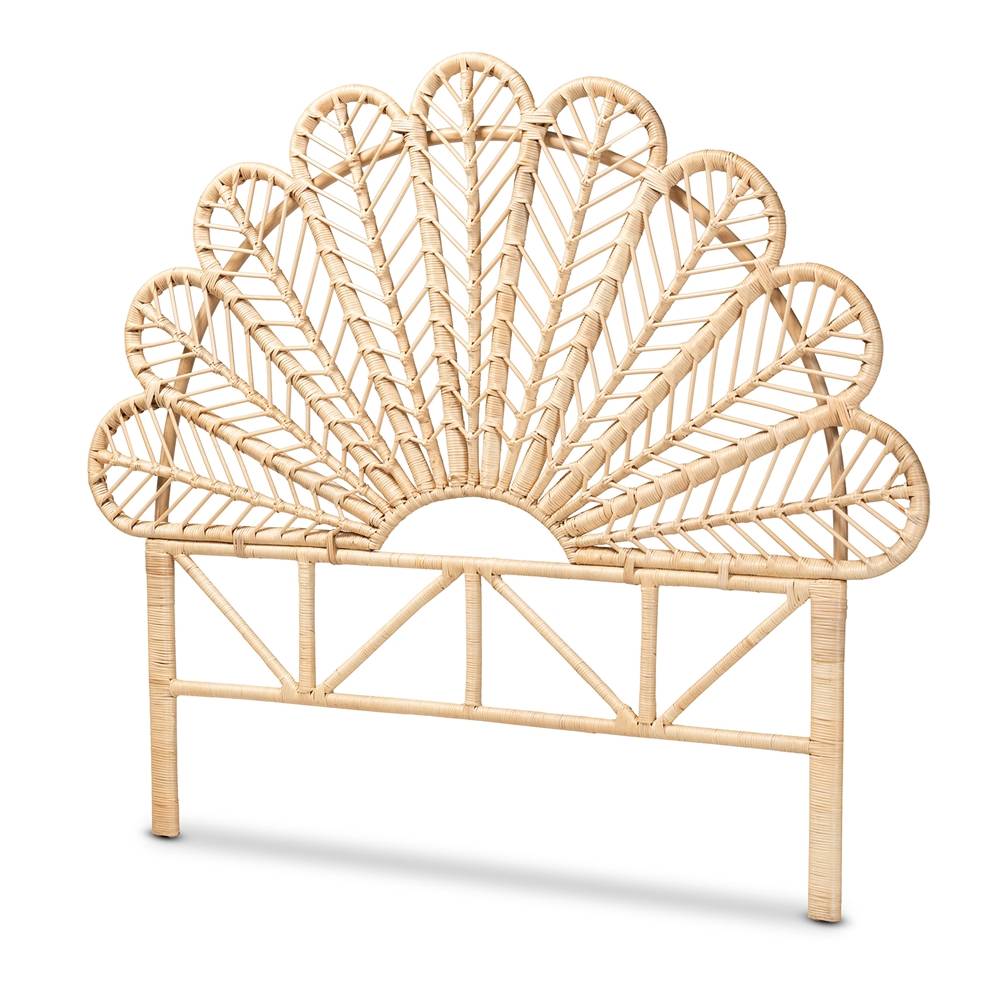 Variel Modern Wicker Fair Natural Brown Rattan Queen Size Standalone Headboard