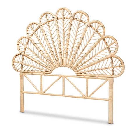 Variel Modern Wicker Fair Natural Brown Rattan Queen Size Standalone Headboard
