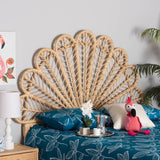 Variel Modern Wicker Fair Natural Brown Rattan Queen Size Standalone Headboard