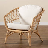 Feya Modern Wicker Fair Natural Brown Antique Rattan Armchair