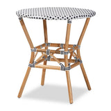 Tavor Classic French Black and White Weaving and Natural Brown Rattan Indoor and Outdoor Bistro Table