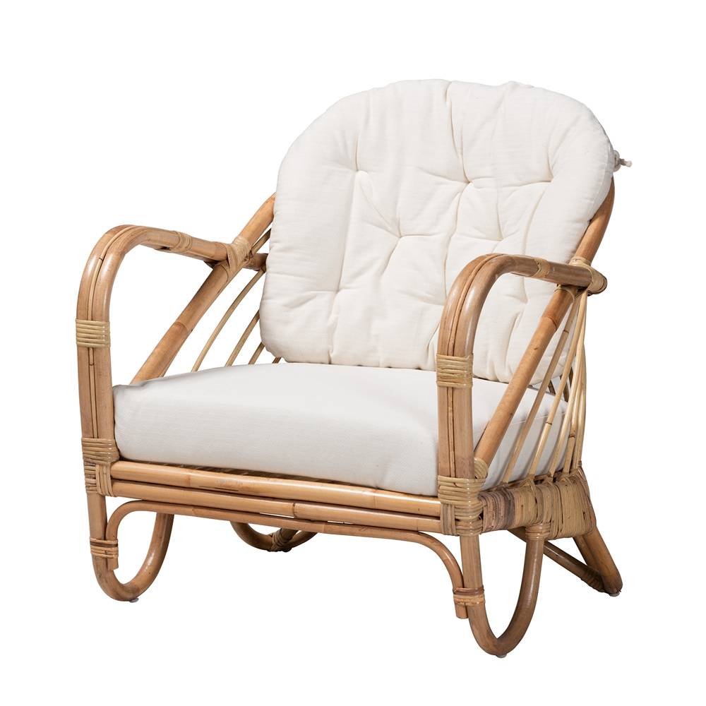 Aliane Modern Wicker Fair Natural Brown Antique Rattan 4-Piece Living Room Set