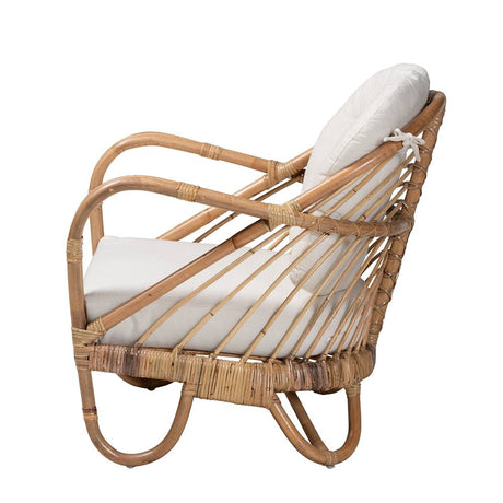 Aliane Modern Wicker Fair Natural Brown Antique Rattan Armchair