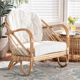 Aliane Modern Wicker Fair Natural Brown Antique Rattan Armchair