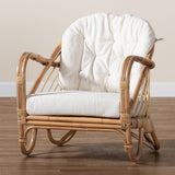Aliane Modern Wicker Fair Natural Brown Antique Rattan Armchair
