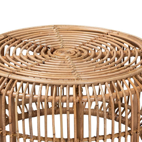 Aliane Modern Wicker Fair Natural Brown Antique Rattan Coffee Table