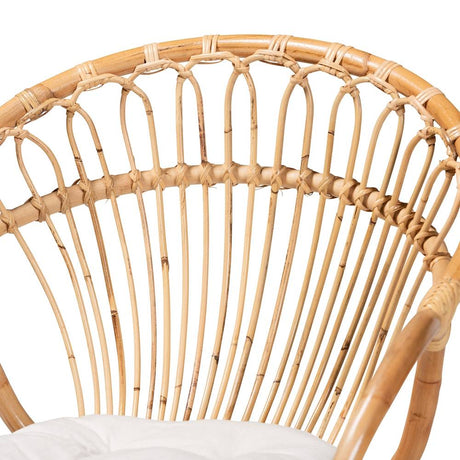 Alleta Modern Wicker Fair Natural Brown Rattan 2-Piece Dining Chair Set