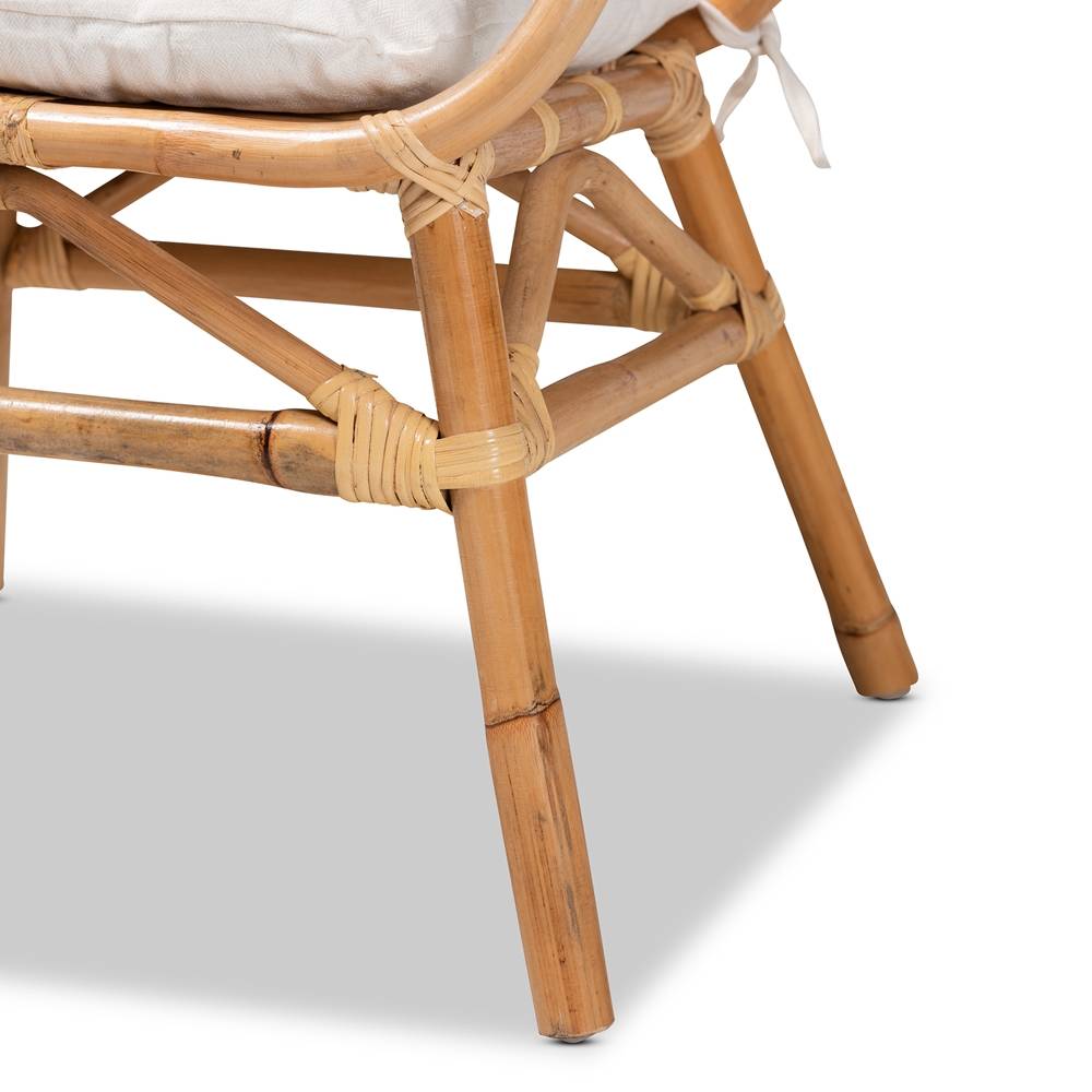 Alleta Modern Wicker Fair Natural Brown Rattan 2-Piece Dining Chair Set