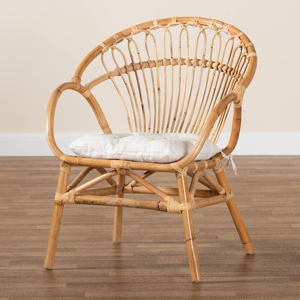 Benicia Modern Wicker Fair Natural Brown Rattan Dining Chair