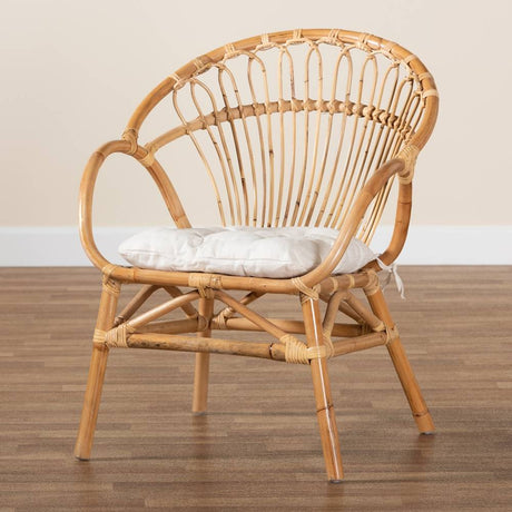 Benicia Modern Wicker Fair Natural Brown Rattan Dining Chair