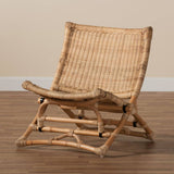 Herrara Modern Wicker Fair Natural Brown Antique Rattan Foldable Lounge Chair