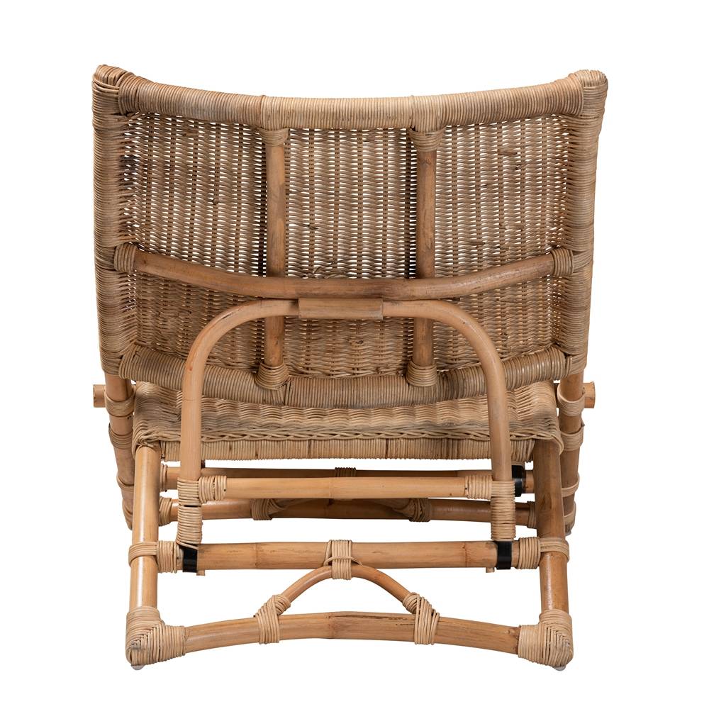 Herrara Modern Wicker Fair Natural Brown Antique Rattan Foldable Lounge Chair