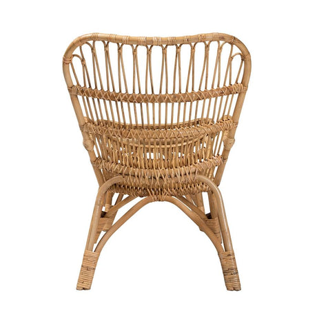 Earvin Modern Wicker Fair Natural Brown Rattan 2-Piece Armchair and Footstool Set