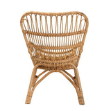 Patsy Modern Wicker Fair White Fabric and Natural Brown Rattan Armchair
