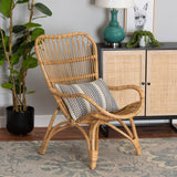 Earvin Modern Wicker Fair Natural Brown Rattan Armchair