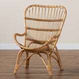 Earvin Modern Wicker Fair Natural Brown Rattan Armchair