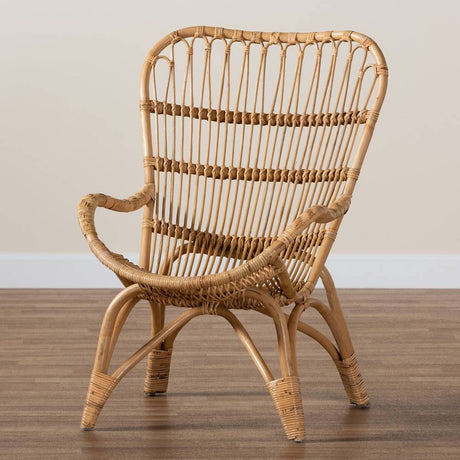 Earvin Modern Wicker Fair Natural Brown Rattan Armchair