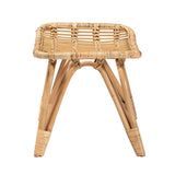 Earvin Modern Wicker Fair Natural Brown Rattan Footstool