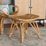 Earvin Modern Wicker Fair Natural Brown Rattan Footstool